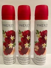 3 Yardley London English Dahlia Deodorising Body Fragrance Spray 2.6 oz each