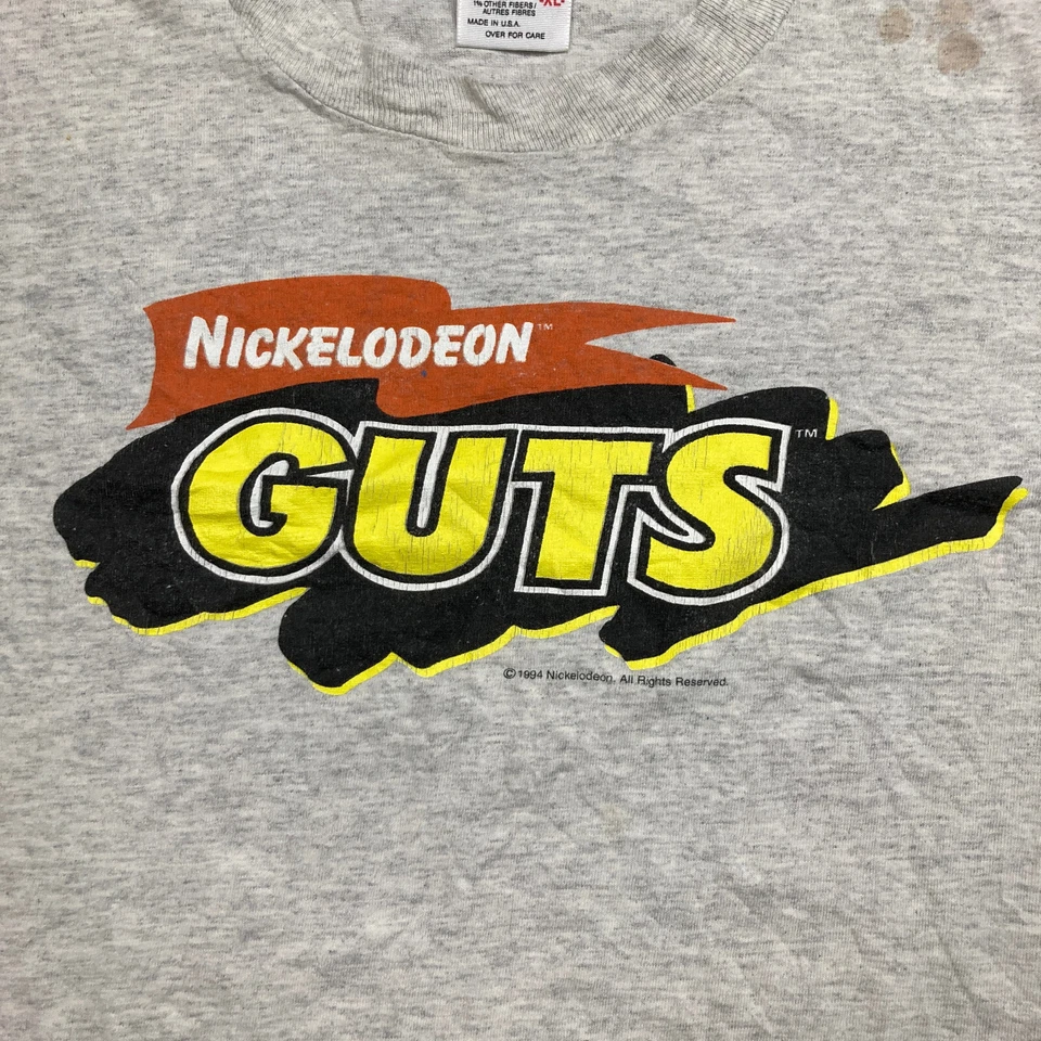 Camisa de Colección Nickelodeon Guts Niños XL Gris 1994 TV Game Show Gira en Vivo Años 90 EE. UU. Foto 3 de 4