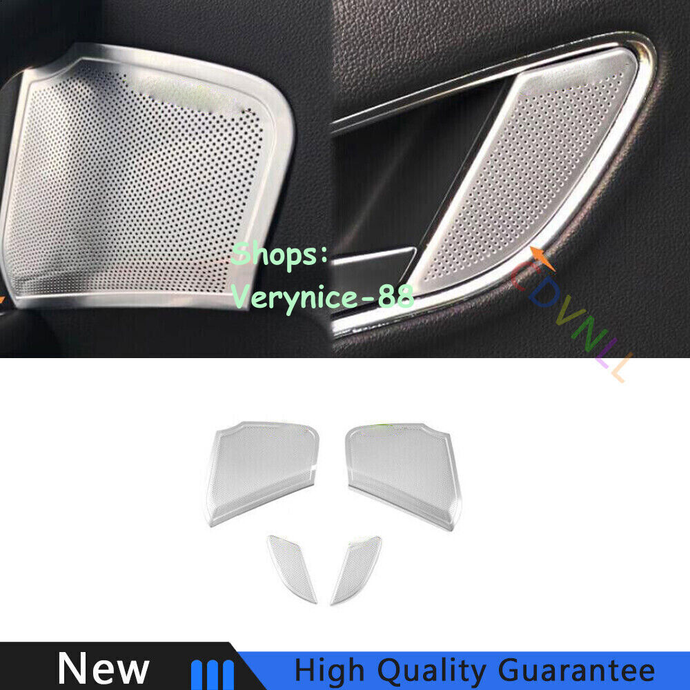 Fit For Audi Q3 2013-2018 Silver Steel Car Inner Door Horn Frame Cover Trim 4PCS