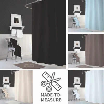 TROPIK HOME Bathroom Fabric Shower Curtain Made to Measure White Blue Black Cream Grey