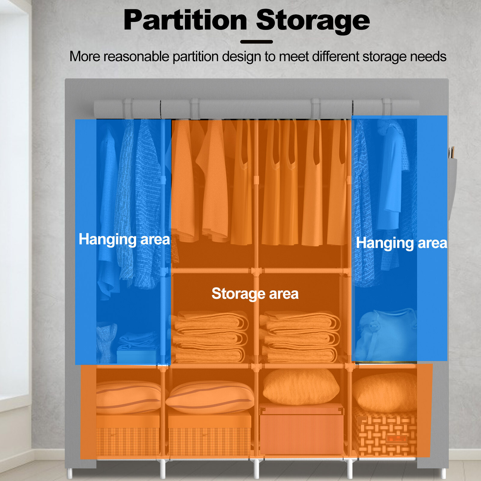 Portable Wardrobe Clothes Closet Storage Organiser Unit With