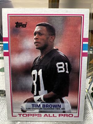 1989 Topps # 265 TIM BROWN RC Rookie Los Angeles Raiders HOF NFL ...