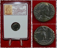 Ancient Roman Empire Coin CONSTANTIUS II Emperor In Military Dress Holding Globe