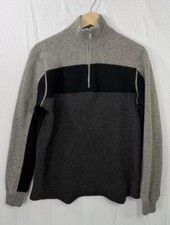 Men  s Express 2 Tone Gray  Black Half Zip Lambs Wool Pull Over Sweater