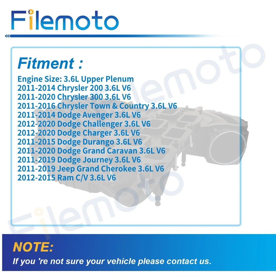 Engine Intake Manifold for 11-22 Chrysler 200 Dodge Challenger Caravan Durango - Image 3 of 4