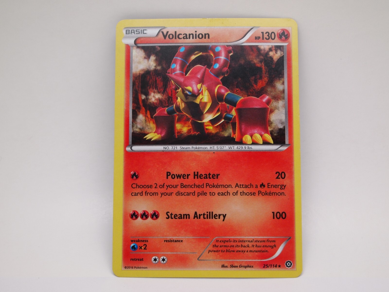 Pokemon Card Volcanion 25/114  XY Steam Siege Cracked Ice Holo 2016 LP