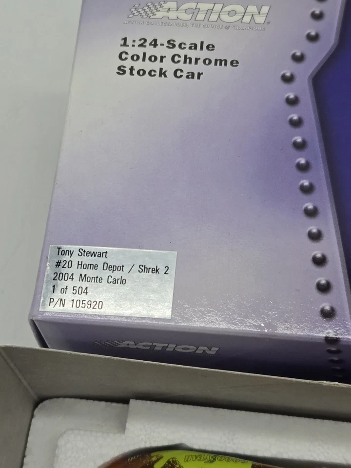 Tony Stewart #20 Action 24KT GOLD Home Depot Shrek 2 2004 Monte Carlo 1 of 504 - Image 4 of 4