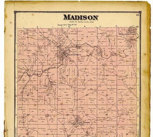 Rare 1870 Map of Madison, Ohio, with family names, from Columbiana County atlas - Picture 3 of 5