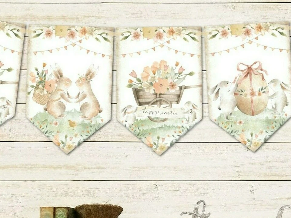 Весна цветочный Пасхальный заяц овсянка баннер украшение - Изображение 2 из 4