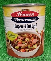 (4,36€/L) Sonnen Bassermann Linsen Eintopf Mit WüRstchen 800G Dose Linsensuppe