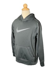 Nike Therma-Fit Grey Green Boys Pullover Hoodie Sz M