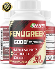 Fenugreek Capsules 6000mg -Digestive Support, Women's Health,Vegetarian &Non-GMO