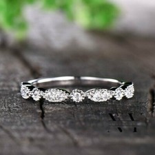 Moissanite Half Eternity Wedding Band Solid 14K White Gold 0.50 Carat Round Cut