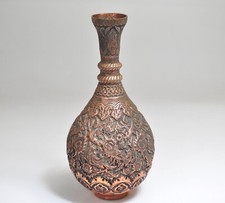 Large 13" Tall Antique Persian Copper Vase Urn metalwork intricate Middle East