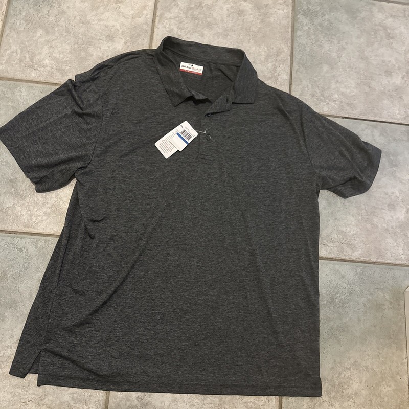 GRAND SLAM PERFORMANCE Men Polo Shirt Gray Size XL Short Sleeve Polyester NWT