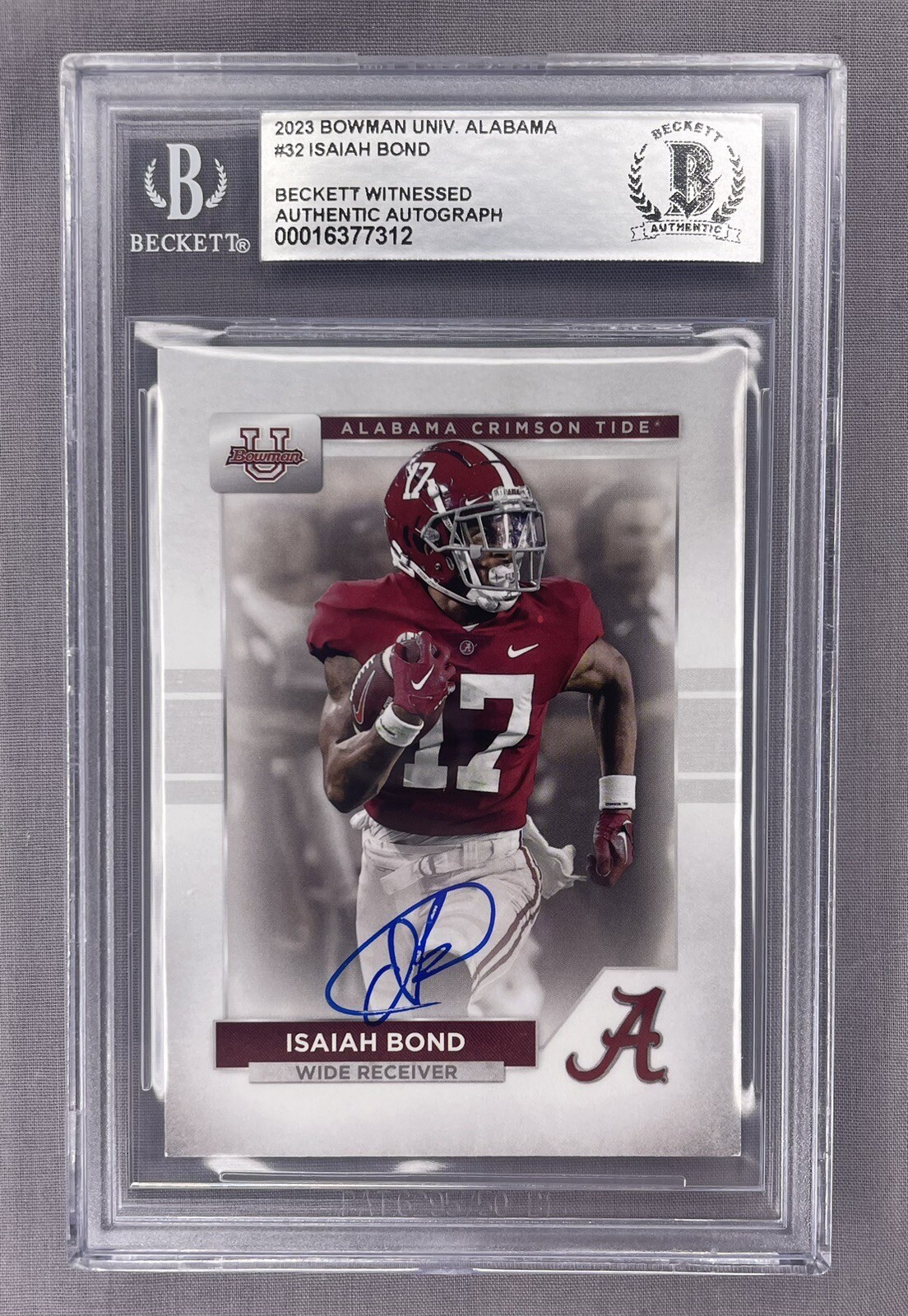 Isaiah Bond Autographed Signed Alabama Crimson Tide 2023 Bowman Football Card ~ Beckett Wit 