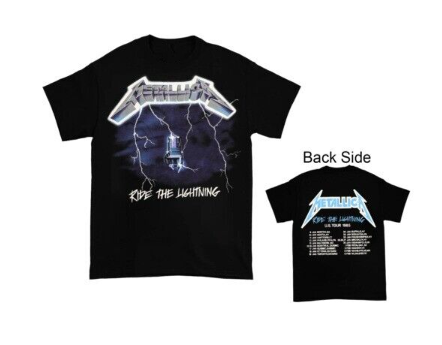 1985 Metallica Ride The Lightning United States Tour T-Shirt Double Sided Tee