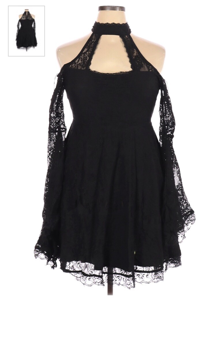 lace applique sheer dress ECOTE Sheer Mesh Full Length Dress with Lace Appliqu Sleeves and Bust   The Thrifty Hippy
