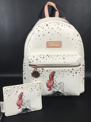 loungefly disney the little mermaid ariel rose gold mini backpack