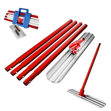 48"×8" Red Magnesium Bull Float Kit - 4 Handles, Toolbox & Trowel