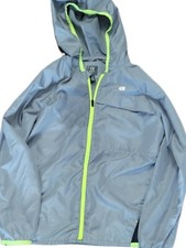 Girls Windbreaker jacket Gap Fit Zip Gray Green Black Athletic Running Size M