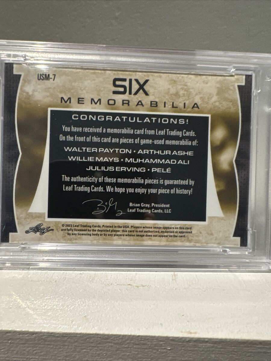 2023 Leaf Six Memorabilia Six Relic Payton Mays Erving Ashe 2023 Leaf Six Memorabilia Six Relic Payton Mays Erving Ashe