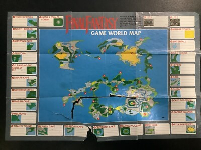 Final Fantasy 1 NES-FF-USA(B) NES Nintendo Insert Poster / Map Only