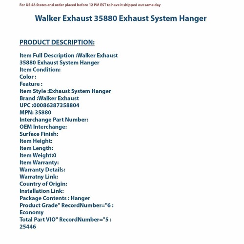Walker Exhaust 35880 Exhaust System Hanger | High-Quality Auto Part, Universal F - Picture 4 of 4