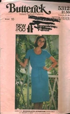 5312 Vintage Butterick Sewing Pattern 1970s Misses Drawstring T Dress UNCUT OOP