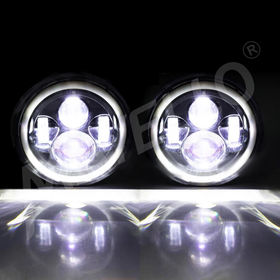 Fit CHEVROLET Bel Air 1953 1954 1955 1956 1957 7'' LED Headlights Hi/Lo Blue DRL - image 3 of 4