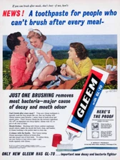 Advertisement For Gleem Gl70 Toothpaste 1950s era Photo