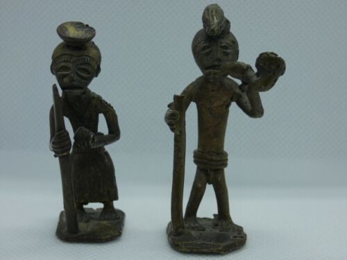(8972) 2 afrikanische Bronzefiguren Höhe ca. 6,5 + 6 cm - Bild 1 von 4