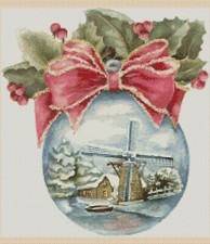Christmas Snow Globe Windmill Scene Counted Cross Stitch CHART No. 4-438/4