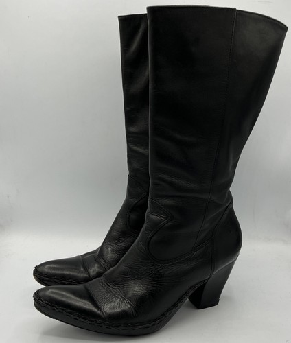 Frye Phoenix Tall Side Zip Black Leather Boots 77080 Women Size 8 M F5012-E05 - Picture 2 of 7