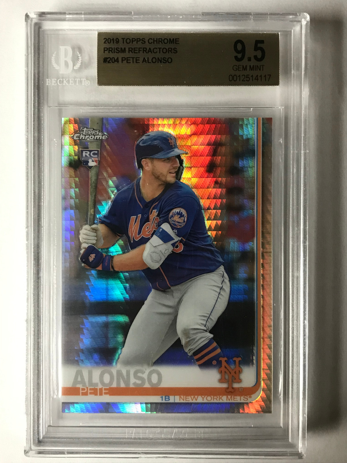 PETE ALONSO 2019 Topps Chrome Rookie RC Prism Refractor #204 BGS 9.5  NY Mets 🔥