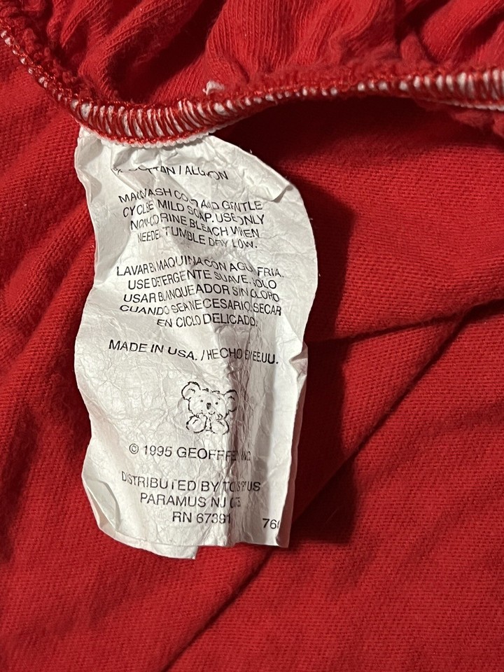 Preowned 1995 GEOFFREY Red Toddler Bed Fitted Sheet eBay