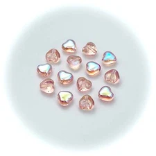 Czech glass Heart shaped druk beads 6mm Light Peach AB Pressed Beads 50pcs J119
