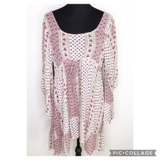 Raga white red green mixed floral print peasant boho dress size Large