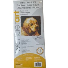 New  Sealed Wonderart Puppy Love Latch Hook Tool  Kit 12" x 12" With Tool