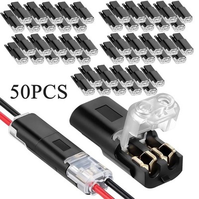 25/50PCS 2 Pin LED Connector - Double-Wire Plug-in Quick Connect Terminal Block