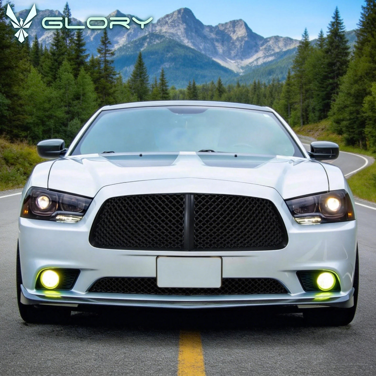 Fits 11-13 Dodge Charger Bentley Mesh Style Front Bumper Grille Unpainted ABS