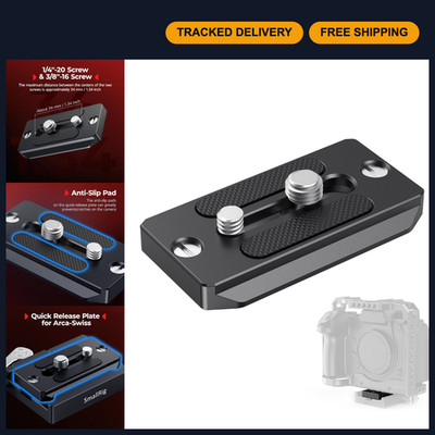 Quick Release Plate for Arca Swiss Tripod, 1/4''-20 & 3/8''-16 Screws, Lightweight