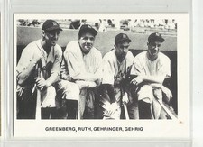 Babe Ruth Lou Gehrig Charlie Gehringer Greenberg 1979 TCMA  Baseball Card