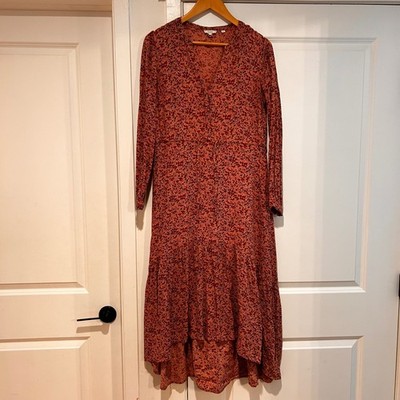 Fat Face Womens Floral Tiered Midi Dress Size 2 Cottagecore Prairie Boho Peasant