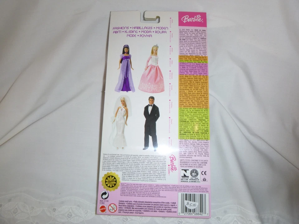 复古 Matell 芭比娃娃白色婚礼礼服带鞋/Veil,Necklace - #C1191- 全新带盒 — 第 3/3 张图片