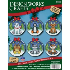 Design Works Plastic Canvas Cross Stitch Ornaments Kit RUSTIC ANIMALS Makes 6