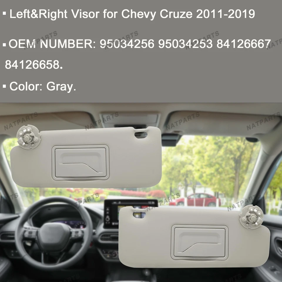 Par de parasoles grises para Chevy Cruze 2011-2019 95034256 95034253 84126667 Foto 2 de 4