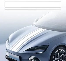 49"x 8.7" Car Hood Stripe Sticker Decal, Vinyl Auto Racing Body S Color: White