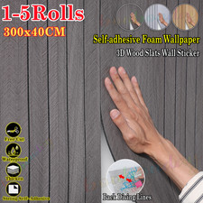 1-5 X Thick Wood Grille Flat Panel Wallpaper 3D Effect Self Adhesive Wood Slat