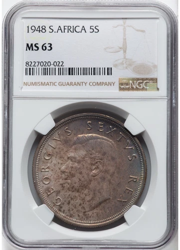 1948 South Africa 5 Shillings NGC MS63 Silver Springbok Crown KM40.1 George VI